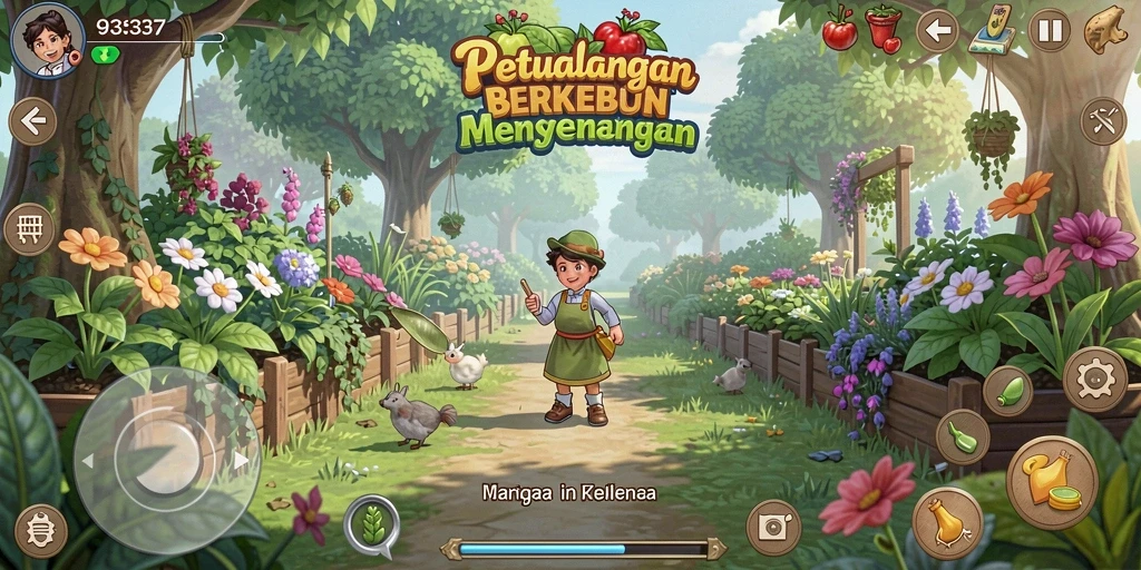 Screenshot menampilkan gameplay menarik dari 93337 yang penuh warna.