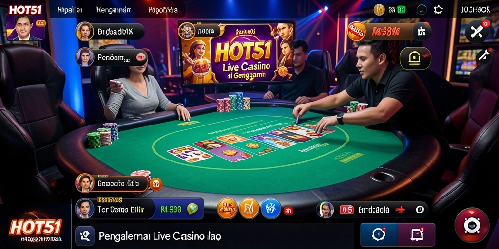 Tampilan gameplay seru dengan dealer langsung di HOT51.