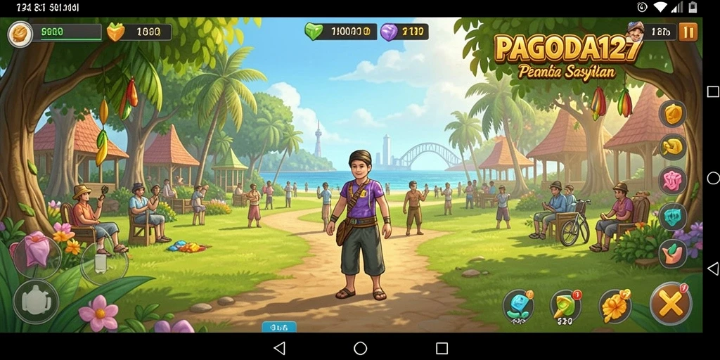 Tampilan gameplay menarik dari Pagoda127 yang penuh warna.