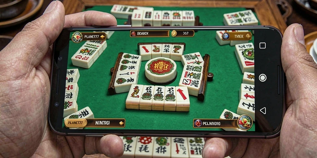 Tampilan gameplay Mahjong yang menarik dan strategis di PLANET77.