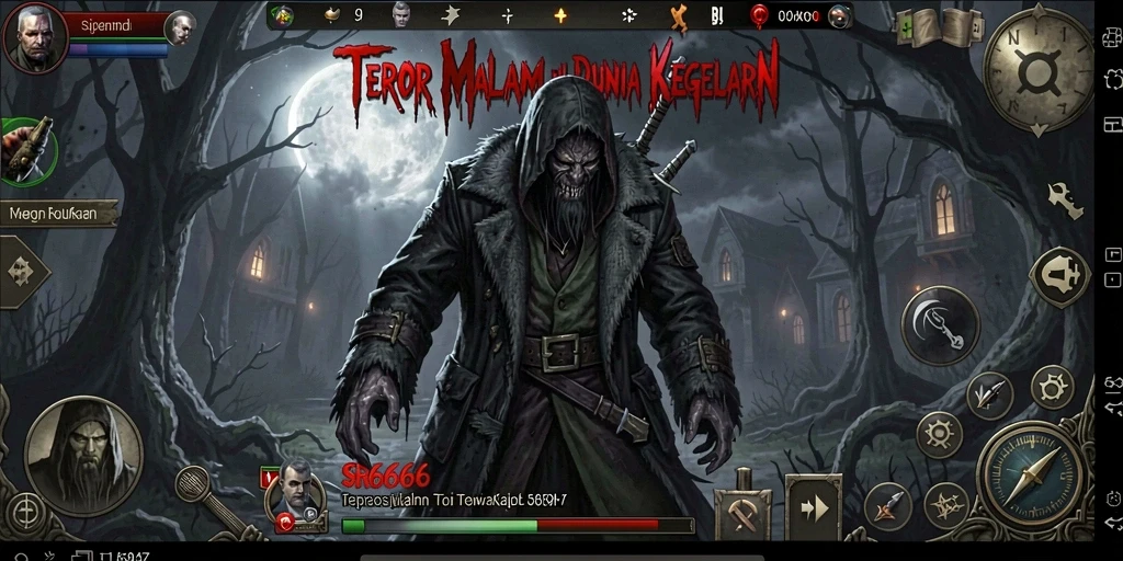 Gameplay menyeramkan SR6666 dalam suasana gelap dan mencekam.