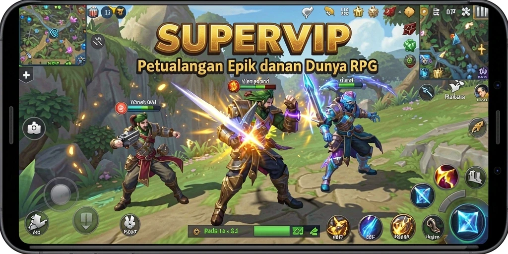 Screenshot utama menampilkan petualangan seru di dunia RPG.