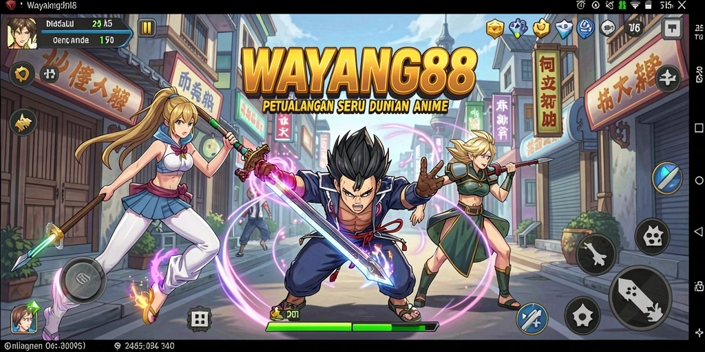 Tampilan gameplay WAYANG88 yang penuh aksi dan karakter Anime.